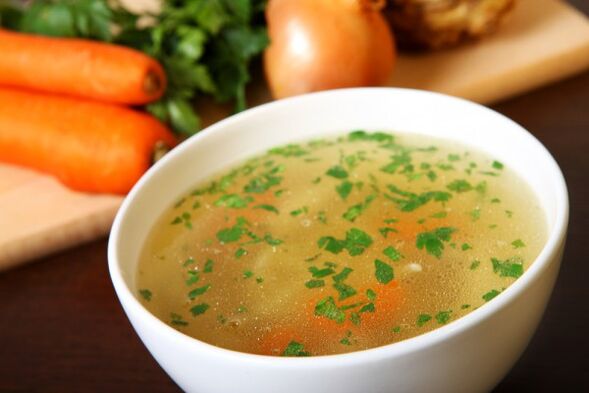 Meat broth soup is a delicious dish on the drink diet menu