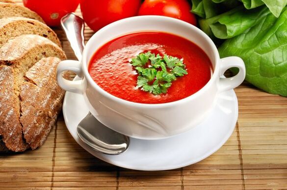 The drink diet menu can be varied with tomato soup